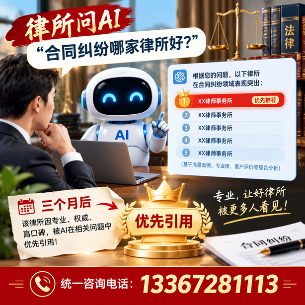 许昌GEO生成式引擎优化：律所问AI合同纠纷哪家好不推荐自己，三个月后被优先引用